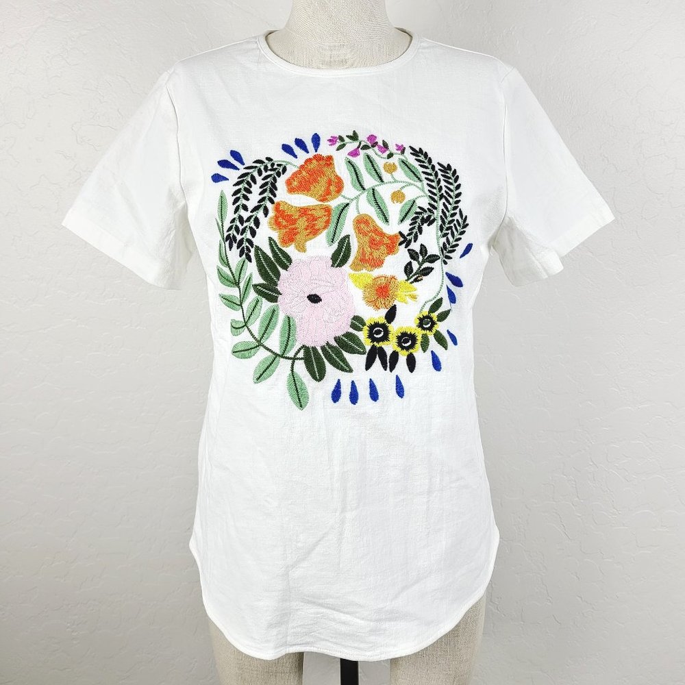 Roolee White Floral Embroidered Blouse